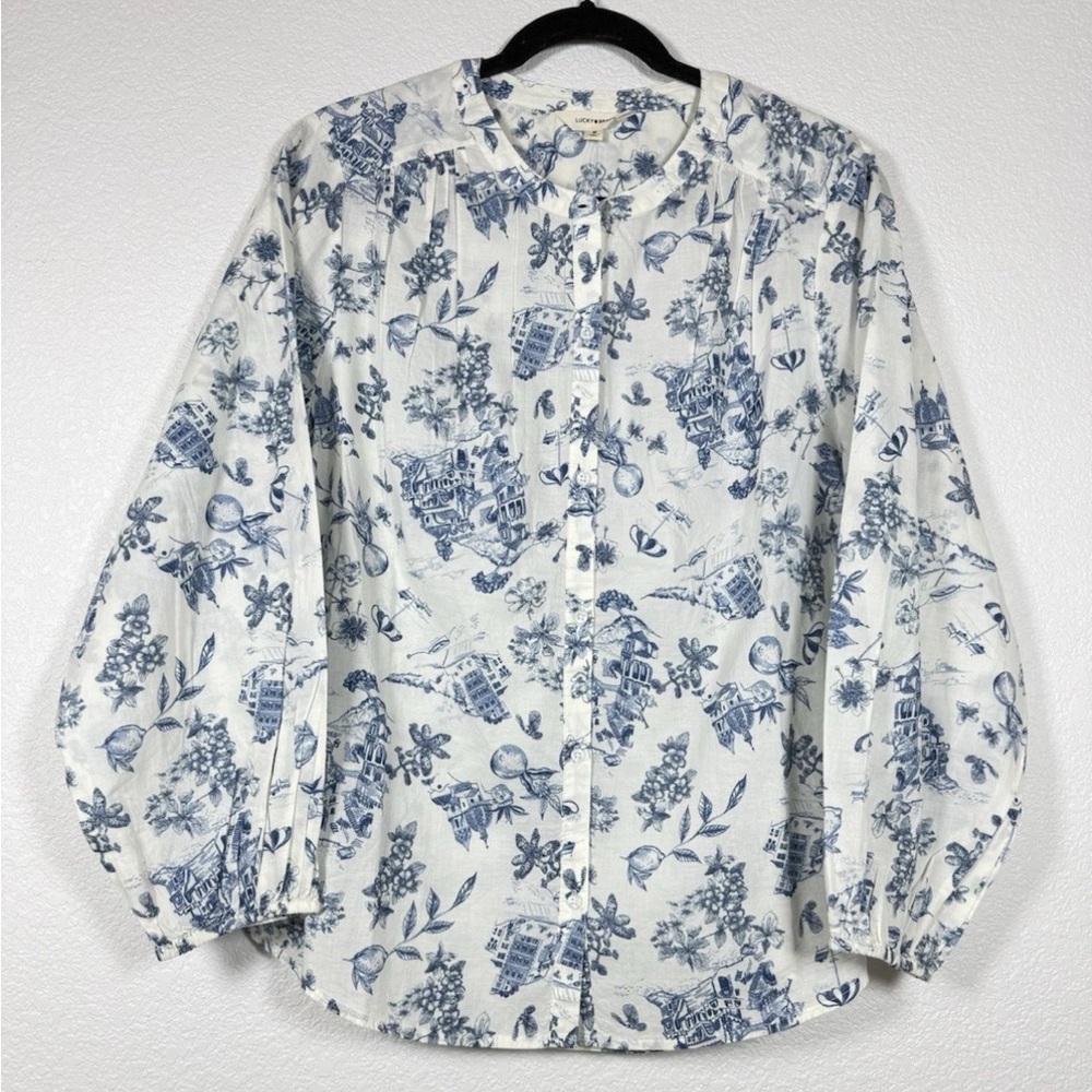 Lucky Brand Women’s Medium Regular Front Button long sleeve Top Shirt